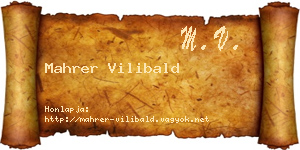 Mahrer Vilibald névjegykártya